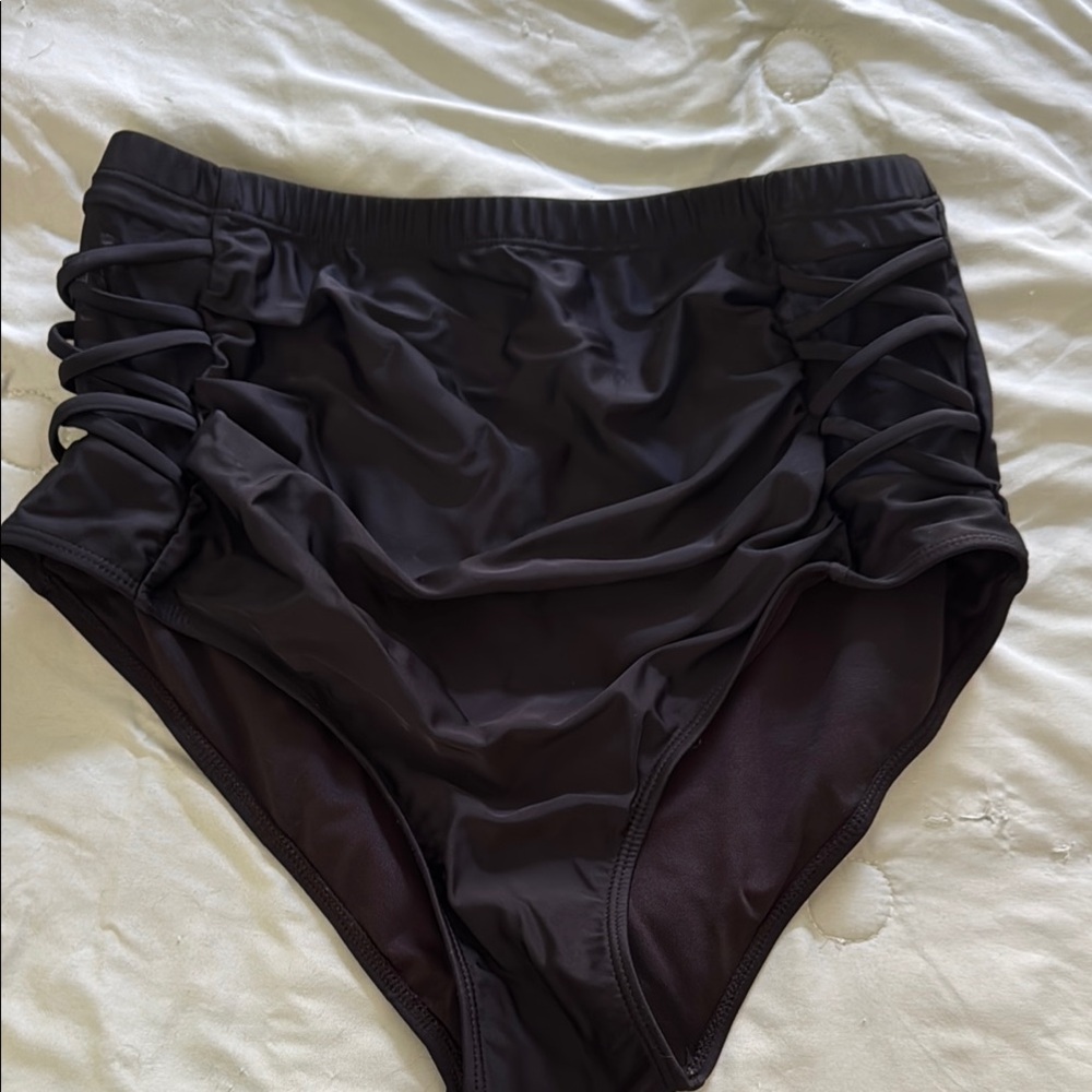 High-Waisted Black Bikini Bottoms